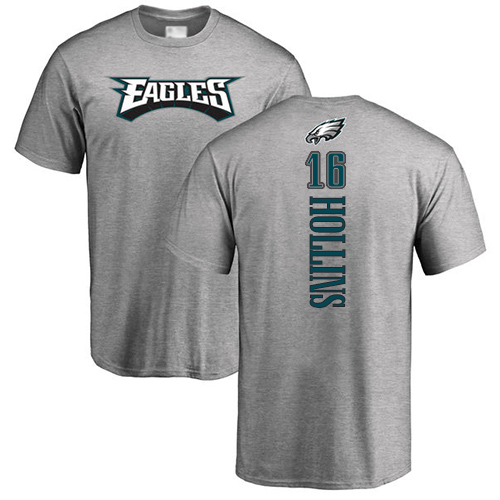 Men Philadelphia Eagles #16 Mack Hollins Ash Backer NFL T Shirt